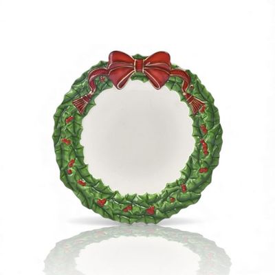 PRE-ORDER 8" Green Wreath Plate Set Of 4 Christmas Decor *SHIPS 9/2026* NEW 2026
