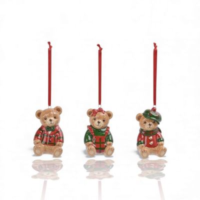 PRE-ORDER 3" English Bear Ornaments Set Of 3 Christmas Decor *SHIPS 9/2026* NEW 2026