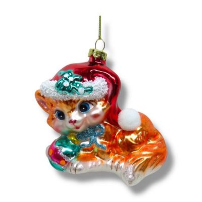 PRE-ORDER 4" Kitten With Red Cap Ornament Christmas Decor *SHIPS 9/2026* NEW 2026