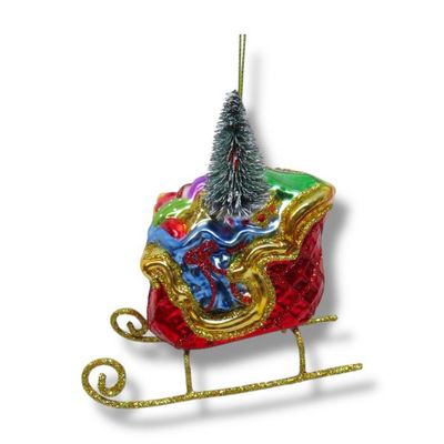 PRE-ORDER 4" Red Sleigh Ornament Christmas Decor *SHIPS 9/2026* NEW 2026