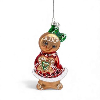 PRE-ORDER 5.5" Gingerbread Girl With Heart Ornament Christmas Decor *SHIPS 9/2026* NEW 2026