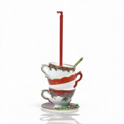 PRE-ORDER 4" Stacked Teacups Ornament Christmas Decor *SHIPS 9/2026* NEW 2026