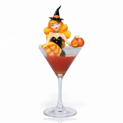PRE-ORDER 10" Orange Witch In Martini Halloween Decor *SHIPS 6/2026* NEW 2026