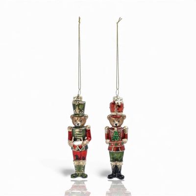 PRE-ORDER 5.5" Bear Soldiers Ornaments Set Of 2 Christmas Decor *SHIPS 9/2026* NEW 2026