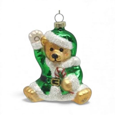 PRE-ORDER 4" Bear In Green Suit Ornament Christmas Decor *SHIPS 9/2026* NEW 2026