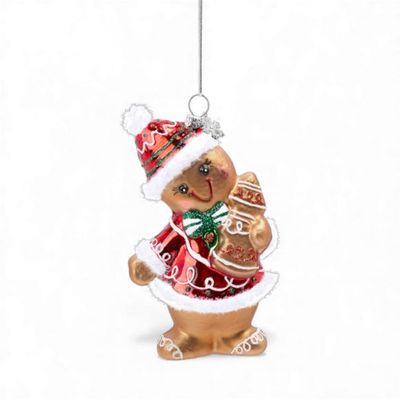 PRE-ORDER 5.5" Gingerbread Girl With Cookie Ornament Christmas Decor *SHIPS 9/2026* NEW 2026