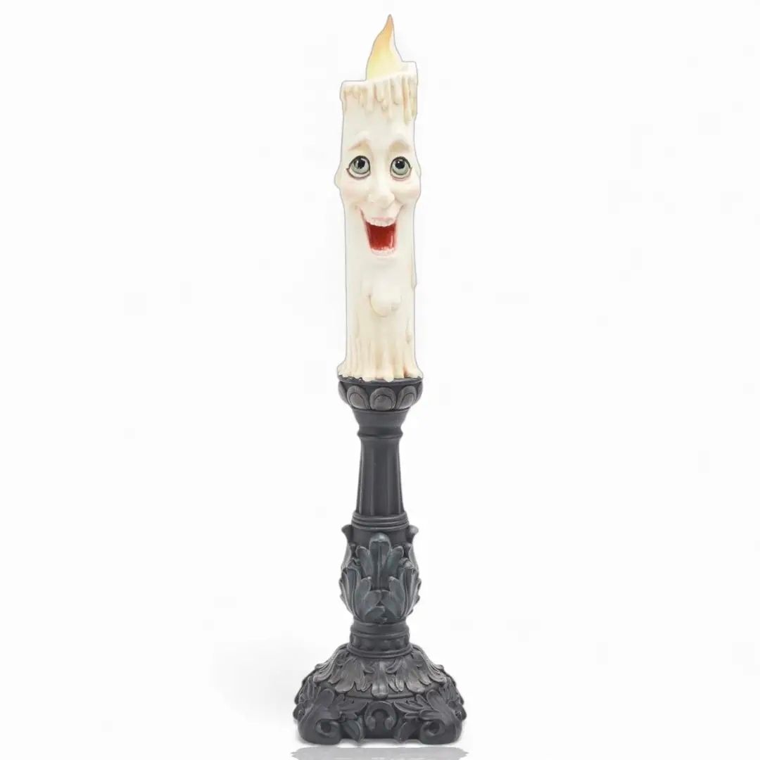 17" Spooky Face Candlestick LED Halloween Decor NEW 2026