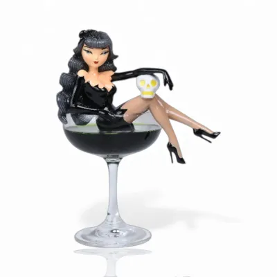 PRE-ORDER 8" Black Widow Witch In Martini Halloween Decor *SHIPS 6/2026* NEW 2026