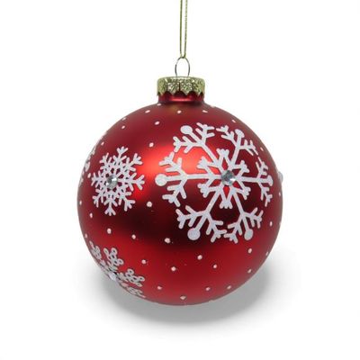 PRE-ORDER 4" Red Ball With White Snowflakes Ornament Christmas Decor *SHIPS 9/2026* NEW 2026