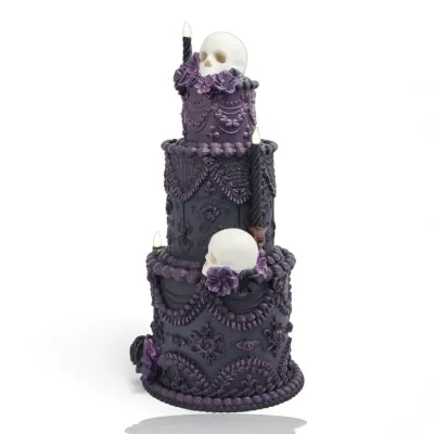 PRE-ORDER 20.5" Tiered Black Haunted Cake Halloween Decor *SHIPS 6/2026* NEW 2026
