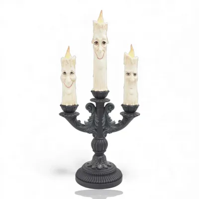 PRE-ORDER 22" Candelabra With 3 Face Candles Halloween Decor *SHIPS 6/2026* NEW 2026
