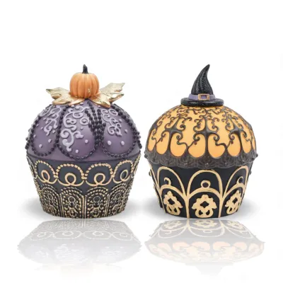 PRE-ORDER 4.5" Fancy Halloween Cupcakes Set Of 2 Halloween Decor *SHIPS 6/2026* NEW 2026