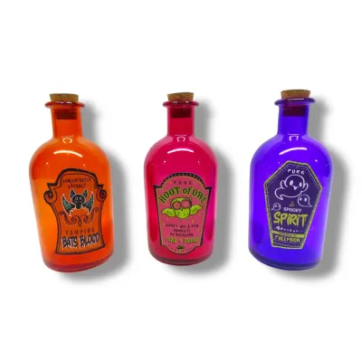 PRE-ORDER 5.5" Witches Bottles Set Of 3 Halloween Decor *SHIPS 6/2026* NEW 2026