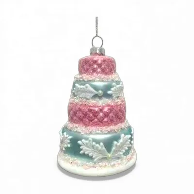 PRE-ORDER 5.25" Pink/Teal Tiered Cake Ornament Christmas Decor *SHIPS 6/2026* NEW 2026
