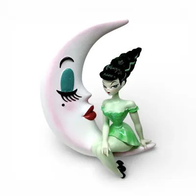 PRE-ORDER 7" Bride Of Frankie On The Moon Ornament Miss Fluff Halloween Decor *SHIPS 7/2026* NEW 2026