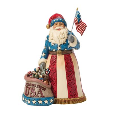 PRE-ORDER Patriotic Santa With Flag By: Heartwood Creek Jim Shore *SHIPS 6/2026* NEW 2026