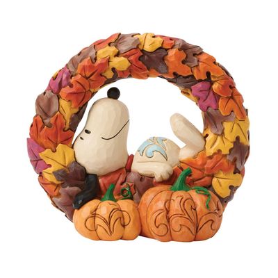 PRE-ORDER Snoopy On Fall Wreath By: Peanuts Jim Shore *SHIPS 5/2026* NEW 2026