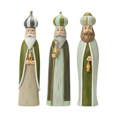 PRE-ORDER 12." Green Three Kings Set Christmas Decor *SHIPS 6/2026* NEW 2026