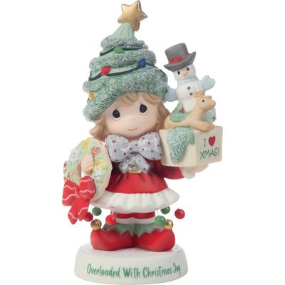 PRE-ORDER Overloaded With X-Mas Joy Girl By: Precious Moments *SHIPS 7/2026* NEW 2026