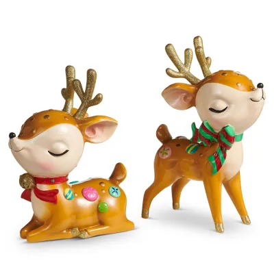 PRE-ORDER 9.5" Whimsical Decorated Reindeer Set Of 2 Christmas Decor *SHIPS 9/2026* NEW 2026