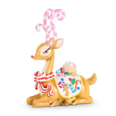 PRE-ORDER 14.75" Sassy Jingle Sitting Deer Christmas Decor *SHIPS 9/2026* NEW 2026
