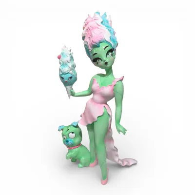 PRE-ORDER 18" Green Monster Bride With Dog Miss Fluff Halloween Decor *SHIPS 6/2026* NEW 2026