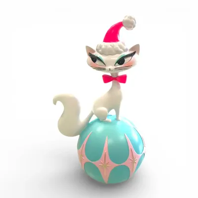 PRE-ORDER 12" Swanky Christmas Kitty Atop Ornament Miss Fluff Christmas Decor *SHIPS 9/2026* NEW 2026