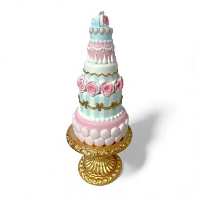 PRE-ORDER 21" Marie Tiered Cake With Macarons Christmas Decor *SHIPS 9/2026* NEW 2026