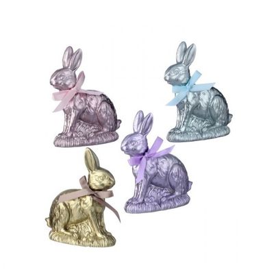 4" Resin Foil Chocolate Bunnies Set Of 4 Easter Decor NEW 2026