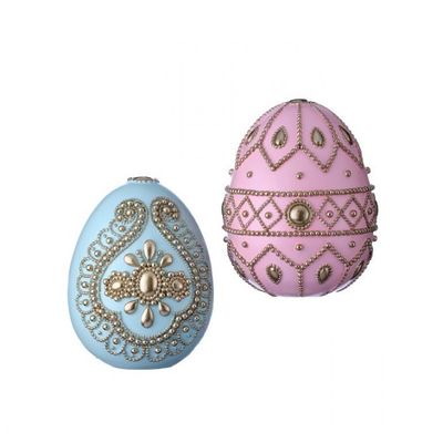 8" Resin Royal Eggs Set Of 2 Easter Decor