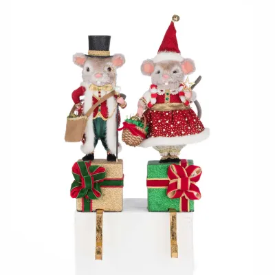 13.8" Christmas Ball Mouse Stocking Holder Set of 2 Christmas Decor *SHIPS WITHIN 10 DAYS* NEW 2025