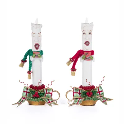 12" Village of Holly Woods Caroling Candles Set of 2 Christmas Decor *SHIPS WITHIN 10 DAYS* NEW 2025