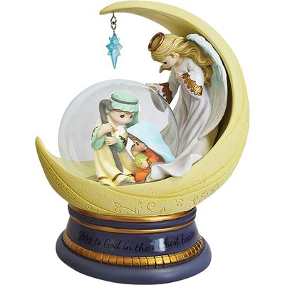 PRE-ORDER Holy Family With Angel Snow Globe By: Christmas Precious Moments *SHIPS 8/2026* NEW 2026