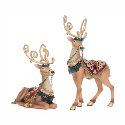 15" Winter Balsam and Berry Deer Set of 2 Christmas Decor *SHIPS WITHIN 10 DAYS* NEW 2025