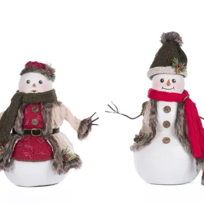 13" Mr. and Mrs. North Country Snowman Set of 2 Christmas Decor *SHIPS WITHIN 10 DAYS* NEW 2025