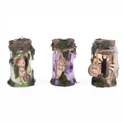 5.5" Broomstick Acres Potion Jars Set Of 3 Halloween Decor *SHIPS WITHIN 10 DAYS* NEW 2025