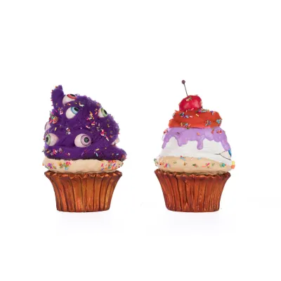 7.5" Creepy Cupcakes Crazy Eyes and Crabby Crumbs Set Of 2 Halloween Decor *SHIPS WITHIN 10 DAYS* NEW 2025