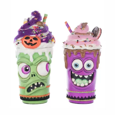 10" Franken Frap and Monster Mocha Set Of 2 Halloween Decor *SHIPS WITHIN 10 DAYS* NEW 2025