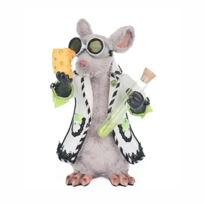 8.5" Einstein the Lab Rat Tabletop Tabletop Halloween Decor *SHIPS WITHIN 10 DAYS* NEW 2025