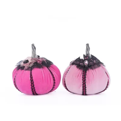9" Pink Passion Stuffed Pumpkins Set Of 2 Halloween Decor *SHIPS WITHIN 10 DAYS* NEW 2025