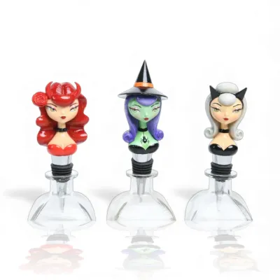 PRE-ORDER Ghoulish Girly Wine Stoppers Set Of 3 Halloween Decor *SHIPS 7/2026* NEW 2026