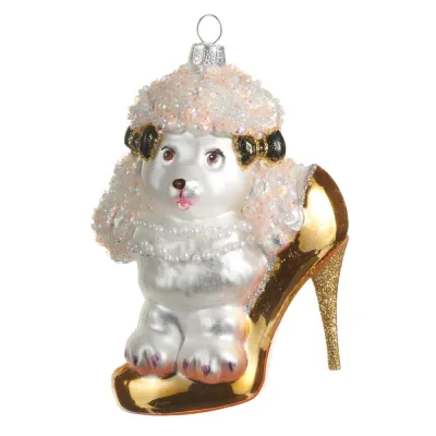 PRE-ORDER 4.5" Poodle With Shoe Ornament Christmas Decor *SHIPS 9/2026* NEW 2026