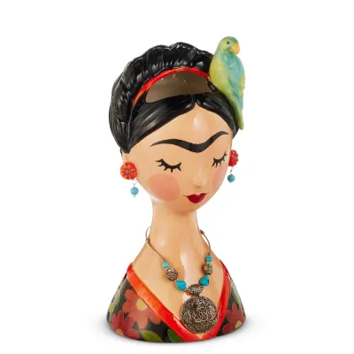 14" Frida Kahlo Floral Head Vase Home Decor NEW 2026