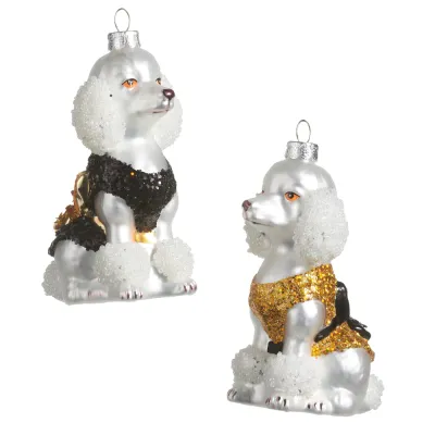 PRE-ORDER 4." Fancy Poodle Ornaments Set Of 2 Christmas Decor *SHIPS 9/2026* NEW 2026