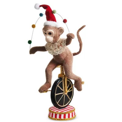 PRE-ORDER 24" Circus Monkey On Unicycle Christmas Decor *SHIPS 9/2026* NEW 2026