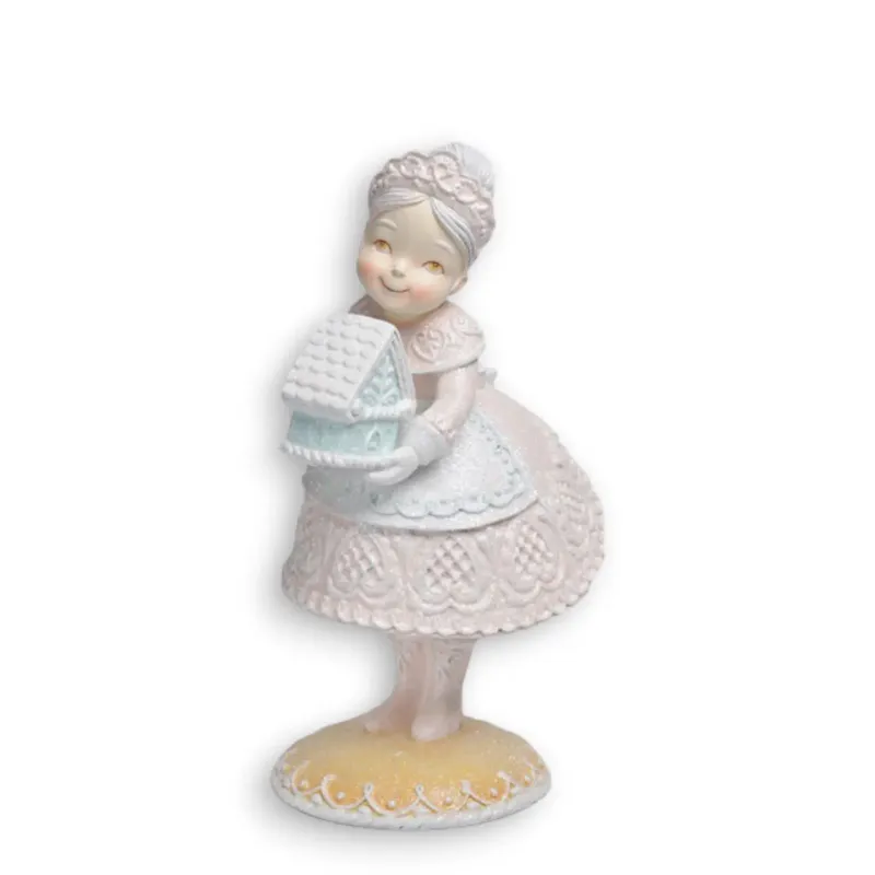 Pastel Gingerbread Mrs. Claus With Candy House Christmas Decor *SHIPS WITHIN 10 DAYS*