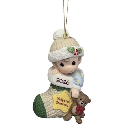 PRE-ORDER Dated 2026 Baby Boy Ornament By: Christmas Precious Moments *SHIPS 9/2026* NEW 2026