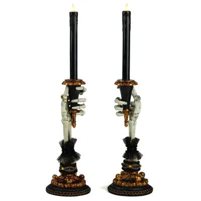 PRE-ORDER 21" Skeleton Hand Candlesticks Set of 2 Halloween Decor *SHIPS 8/2026* NEW 2026