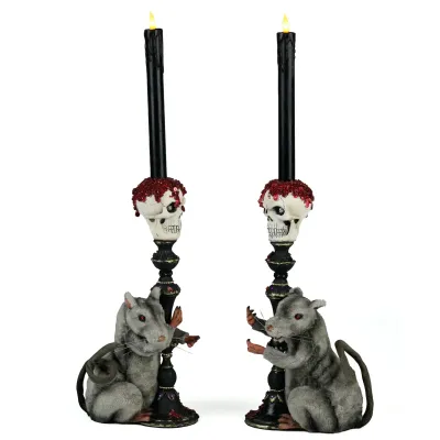 PRE-ORDER 20" Rat Candlesticks Holders Set of 2 Halloween Decor *SHIPS 8/2026* NEW 2026