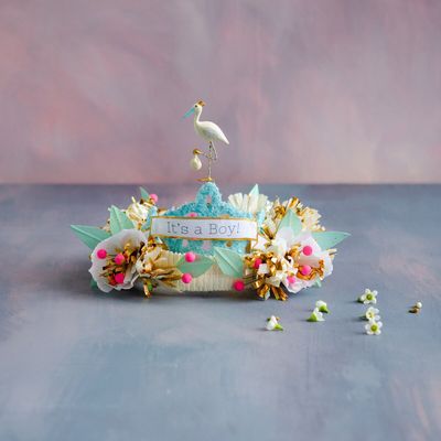 Blue Royal Stork Tiara Baby Shower Decor *SHIPS WITHIN 10 DAYS* NEW 2025